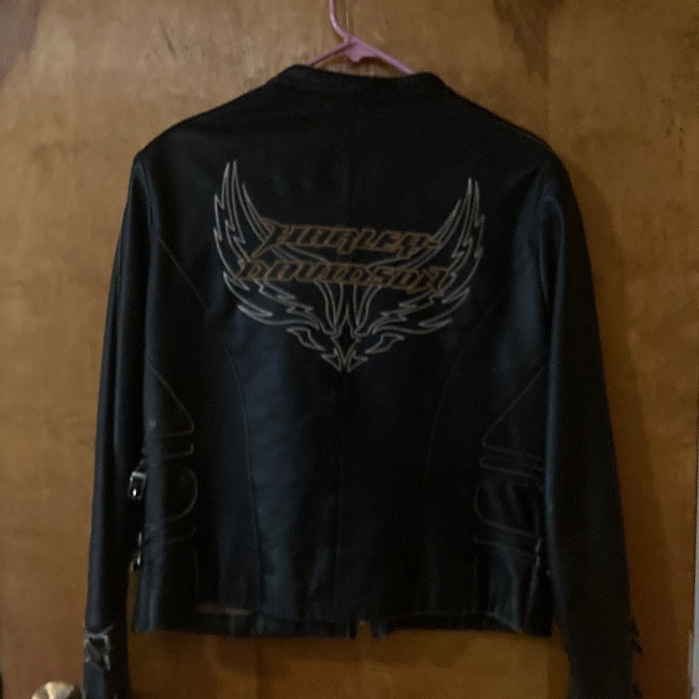Harley-Davidson Women's Black Leather Jacket with Silver Accents